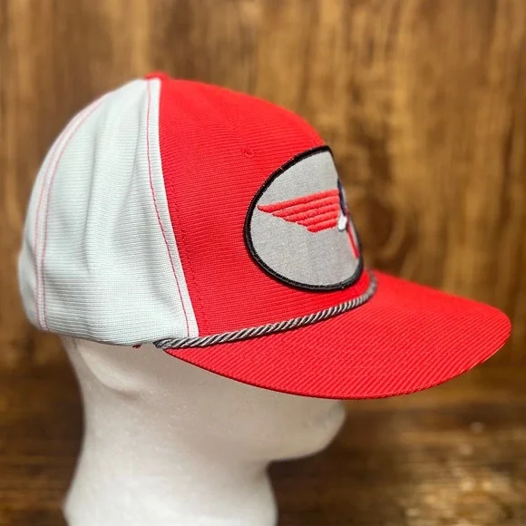 Vintage Halliburton Trucker Hat Snapback L 7 1/8 - 7 5/8 Red White Mesh USA Made - Picture 6 of 13